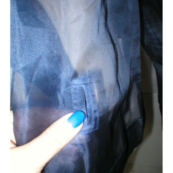 New NWT Womens 4 Blouse Top Designer Etro Silk LS Dark Blue Navy 40 Italy Sheer - Picture 8 of 11
